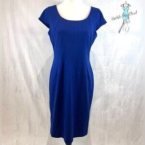 Tahari ASL royal blue pin tucked sheath dress size 8
